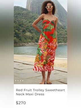 FARM Rio Red Tropical Strapless Fruit-Print Swim Coverup